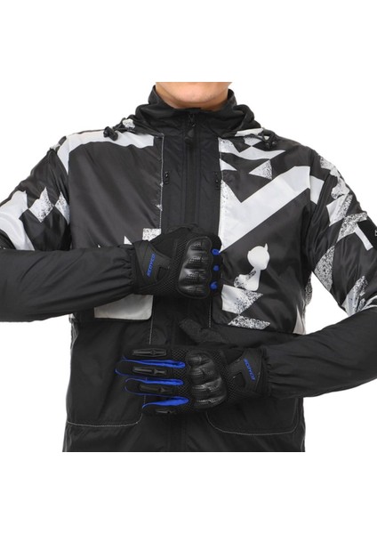 Motosiklet Yazlık Eldiven Darbe Emici Koruma Fileli Mesh Kumaş Tel Dokunmatik Motor Eldiveni Blue fırsatları