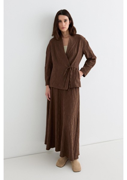 Ari Dokulu Ceket Etek Takım Kahve modelleri