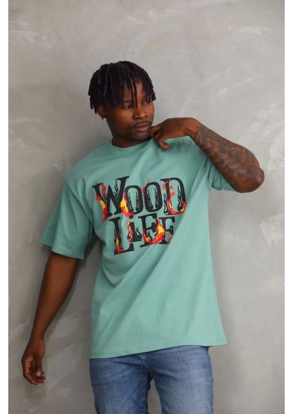 Baskılı Oversize T-Shirt - Mint Yeşili modelleri