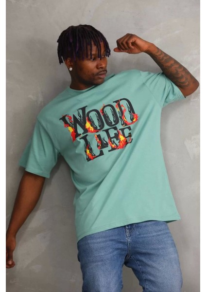 Baskılı Oversize T-Shirt - Mint Yeşili indirimleri