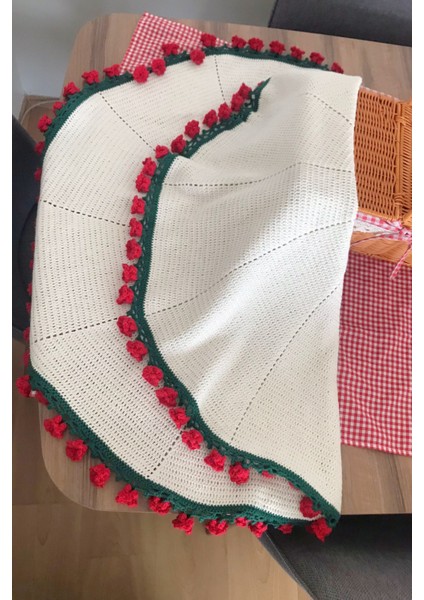 Gül Demeti Şeklinde Büyük Şal 104 cm (Anneler Günü Veya Çeyiz) Koton Pamuk Ip El Emeği indirimleri