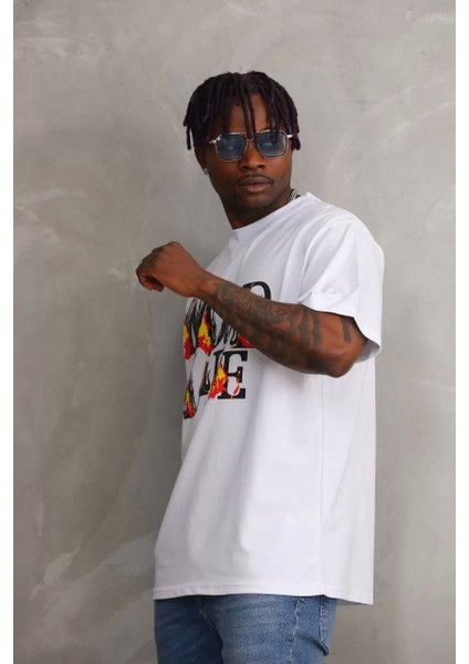 Baskılı Oversize T-Shirt - Beyaz fırsatları