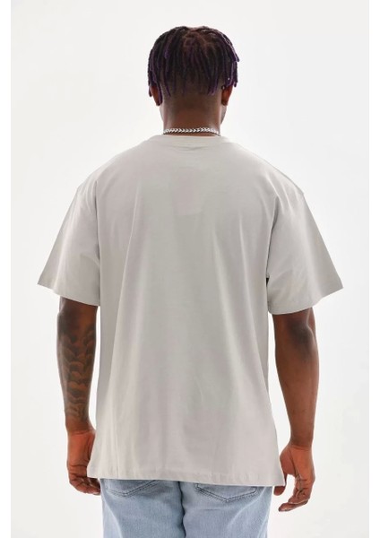 Baskılı Oversize T-Shirt - Gri