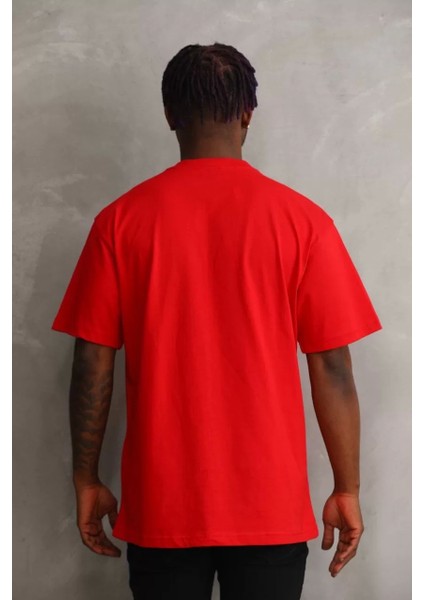 Baskılı Oversize T-Shirt - Kırmızı fiyatları