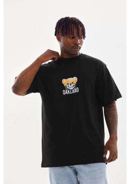 Baskılı Oversize T-Shirt - Siyah