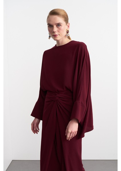 Doha Tunik Anvelop Etek Takım Bordo