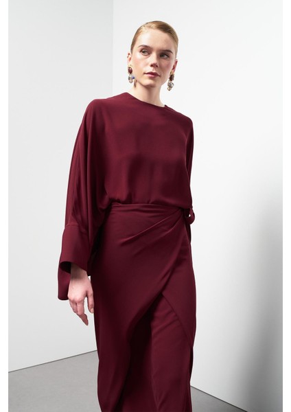Doha Tunik Anvelop Etek Takım Bordo