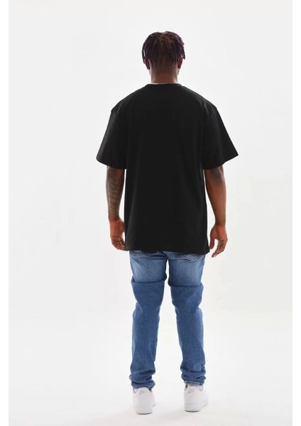 Baskılı Oversize T-Shirt - Siyah