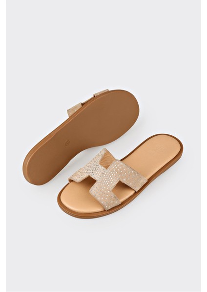 Siyah Deri Kadın Düz Terlik modelleri