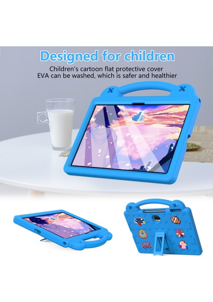 Honor Pad 9 Tablet Kılıfı Için Çizilmez Eva Sevimli Desenler Kickstand Kapağı ve Saplı-Gök Mavisi (Yurt Dışından) fiyatları