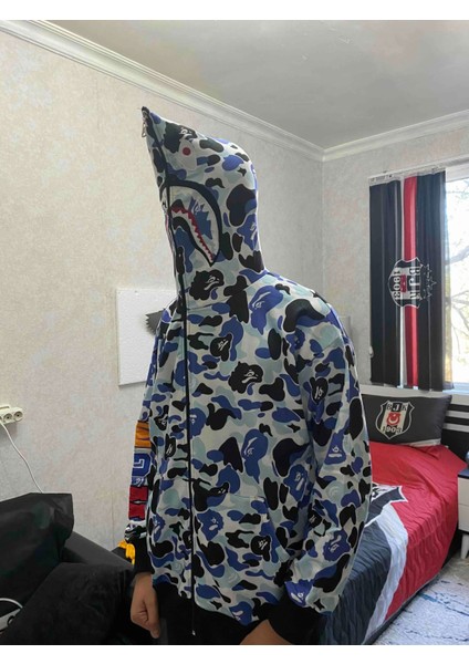 Unisex Pubg Bape x Shark Hoodie - Gri fiyatları
