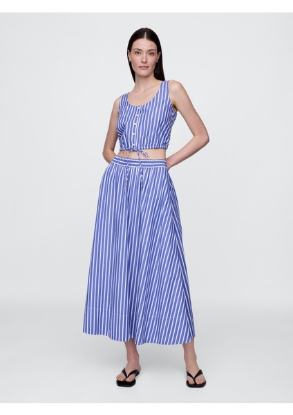 Kadın Mavi Büzgülü Kenar Crop Bluz fırsatları