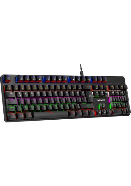 Kb-Mk1 Lumos Siyah USB Rainbow Aydınlatmalı Blue Switch Full Anti-Ghosting Mekanik Gaming Oy