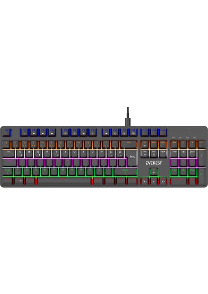 Kb-Mk1 Lumos Siyah USB Rainbow Aydınlatmalı Blue Switch Full Anti-Ghosting Mekanik Gaming Oy