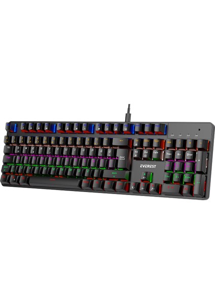 Kb-Mk1 Lumos Siyah USB Rainbow Aydınlatmalı Blue Switch Full Anti-Ghosting Mekanik Gaming Oy