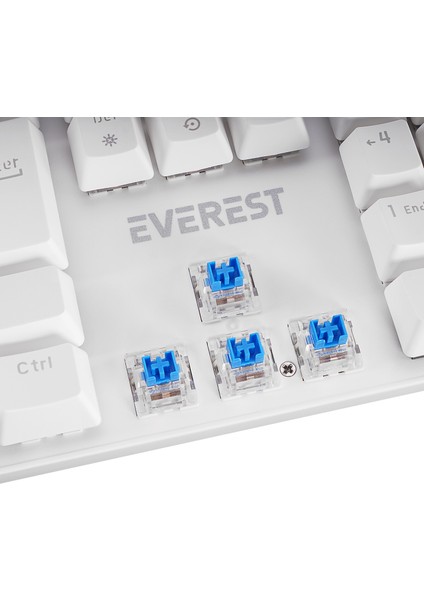 Kb-Mk1 Lumos Beyaz USB Rainbow Aydınlatmalı Blue Switch Full Anti-Ghosting Mekanik Gaming Oy