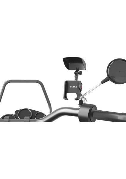 Motosiklet ve Scooter Için Profesyonel Dikiz Ayna Uyumlu Telefon Tutucu Orjinal Malzeme Yüksek Kalite Güneşlik Tasarımlı Universal Modellere Uyumlu Kolay Kurulum CVR11 Plus Sunset