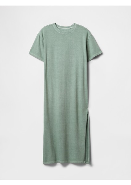 Kadın Yeşil Organik Pamuk Vintagesoft Maxi T-Shirt Elbise