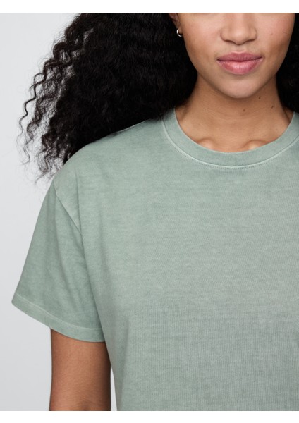 Kadın Yeşil Organik Pamuk Vintagesoft Maxi T-Shirt Elbise