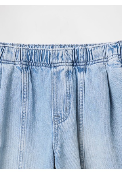 Kız Çocuk Mavi High Rise Stride Wide-Leg Ankle Jean Pantolon