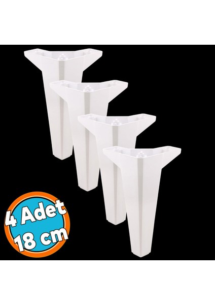 Mobilya Kanepe Sehpa Tv Ünitesi Koltuk Ayağı 18 cm Beyaz Baza Ayak 4 Adet