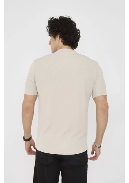 Bisiklet Yaka Slim Fit T-Shirt- Bej indirimleri
