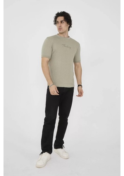 Bisiklet Yaka Slim Fit T-Shirt- Açık Yeşil indirimleri