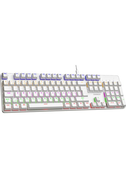 Kb-Mk1 Lumos Beyaz USB Rainbow Aydınlatmalı Red Switch Full Anti-Ghosting Mekanik Gaming Oyu