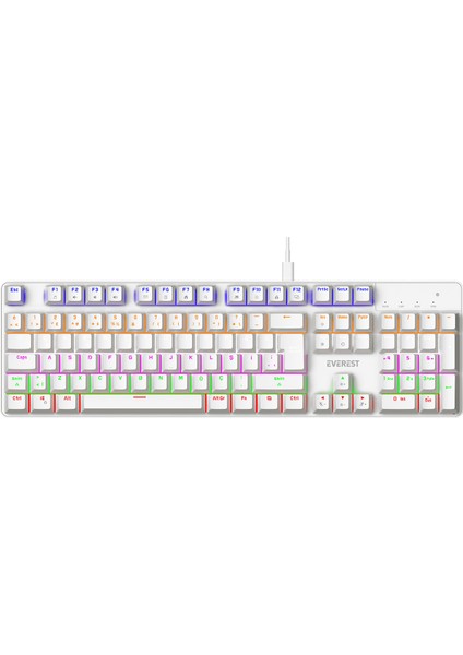 Kb-Mk1 Lumos Beyaz USB Rainbow Aydınlatmalı Red Switch Full Anti-Ghosting Mekanik Gaming Oyu fırsatları