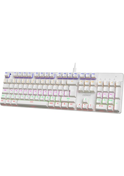Kb-Mk1 Lumos Beyaz USB Rainbow Aydınlatmalı Red Switch Full Anti-Ghosting Mekanik Gaming Oyu