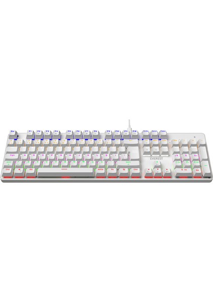 Kb-Mk1 Lumos Beyaz USB Rainbow Aydınlatmalı Red Switch Full Anti-Ghosting Mekanik Gaming Oyu