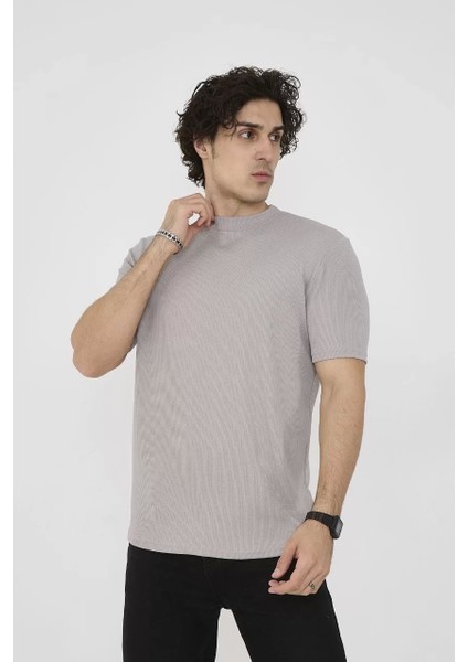 Bisiklet Yaka Slim Fit T-Shirt- Taş indirimleri