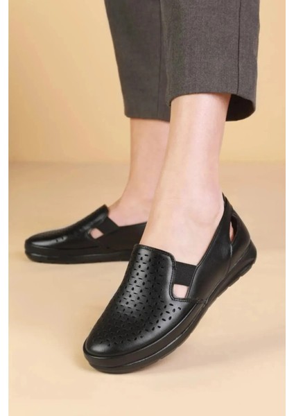 Kadın Siyah Deri Klasik Ayakkabı Ortopedik Anne Ayakkabısı Topuk Jelli Anne Babet Günlük Ayakkabı fiyatları