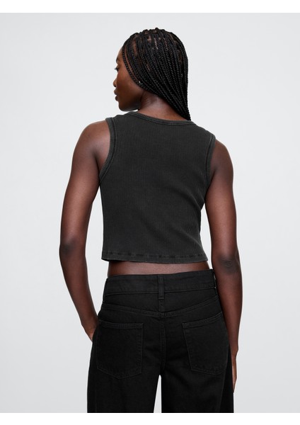 Kadın Siyah Crop Fitilli Atlet fırsatları