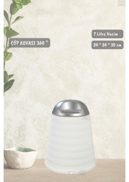 Çöp Kovası Bas-Çek Kapaklı Çöp Kutusu Banyo Çöp Kovası Beyaz 7 Litre fiyatları
