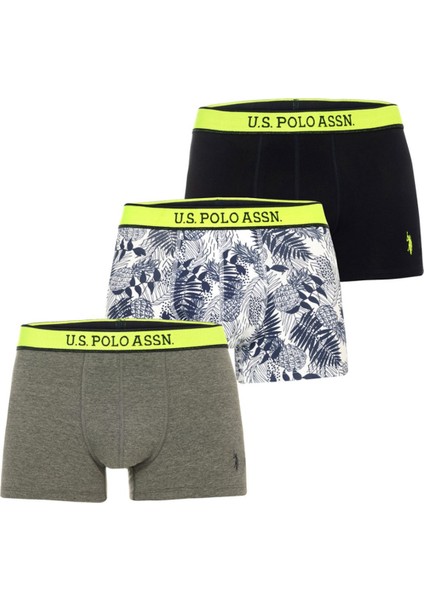 Erkek, Uspa, Lisanslı, Özel Üretim, Neon Yeşil-Lacivert 3'lü Boxer Set