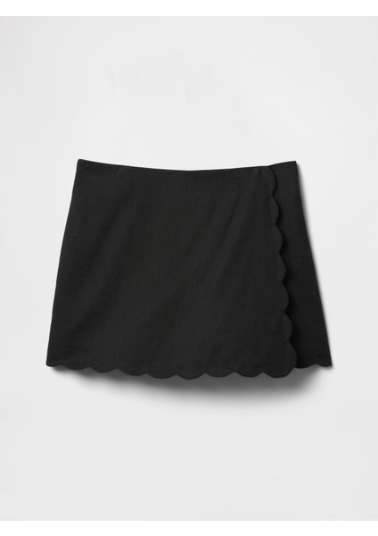 Kız Çocuk Siyah Keten Pamuk Karışımlı Şort fırsatları