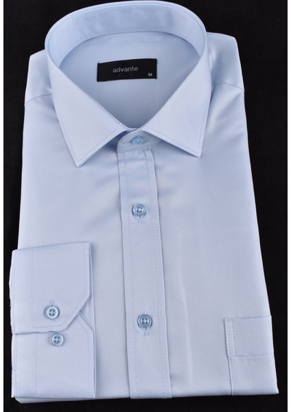 ADV-2610 Mikro Saten Klasik Gömlek /mavi/m