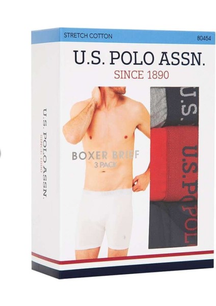 Erkek, Lisanslı, Uspa, 3'lü Uzun Paçalı Boxer Set (Kutulu)