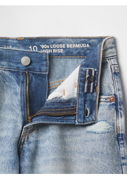 Kız Çocuk Mavi Düşük Bel Stride Denim Bermuda Şort fiyatları