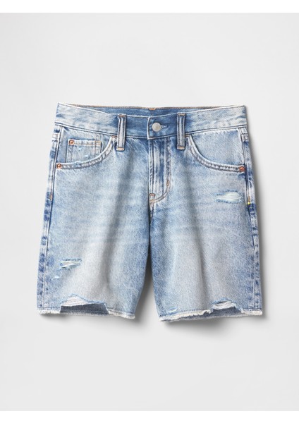 Kız Çocuk Mavi Düşük Bel Stride Denim Bermuda Şort indirimleri