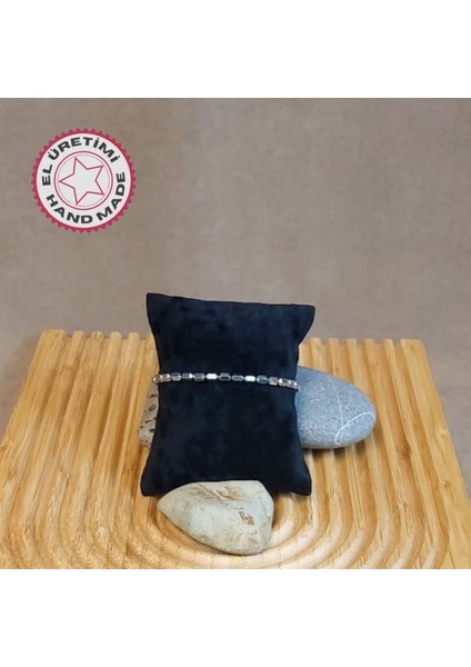 2570 Rondela Kesim Hematit Doğal Taş Erkek Bileklik