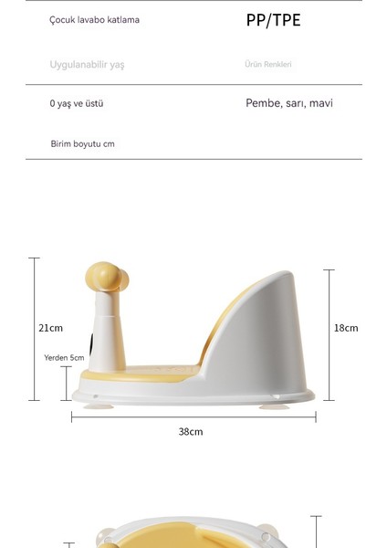 Bebek Sıcaklığı Algılayan Kaymaz Banyo Küveti Koltuğu (Yurt Dışından)