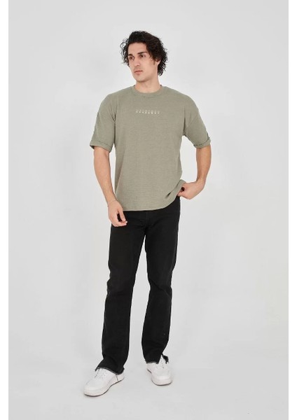 Jakar Kumaş Rahat Kol T-Shirt - Açık Yeşil indirimleri