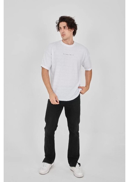 Jakar Kumaş Rahat Kol T-Shirt - Beyaz indirimleri