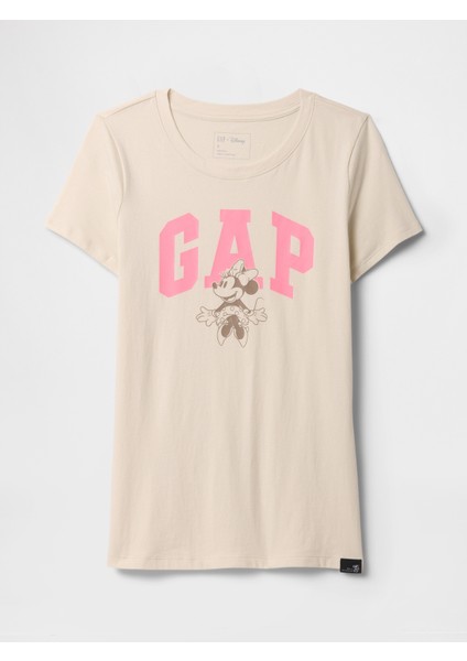 Kadın Bej Disney Minnie Mouse Gap Logo T-Shirt