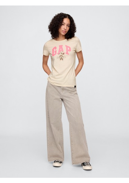 Kadın Bej Disney Minnie Mouse Gap Logo T-Shirt