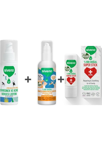 %100 Doğal Yaz Seti 100 ml Sinek Kovucu+Yatıştırıcı Stick+Tamanu Yağlı Güneş Losyonu