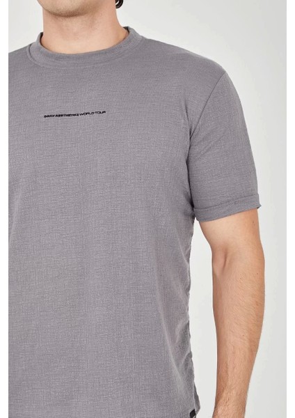 Jakar Kumaş Slim Fit T-Shirt - Boyalı Gri modelleri