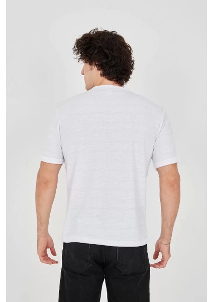 Jakar Kumaş Slim Fit T-Shirt - Beyaz modelleri